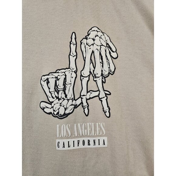 R GSTR LA California TShirt Men 4XL Skeleton Hands Khaki Short Sleeve West Coast - Picture 8 of 10
